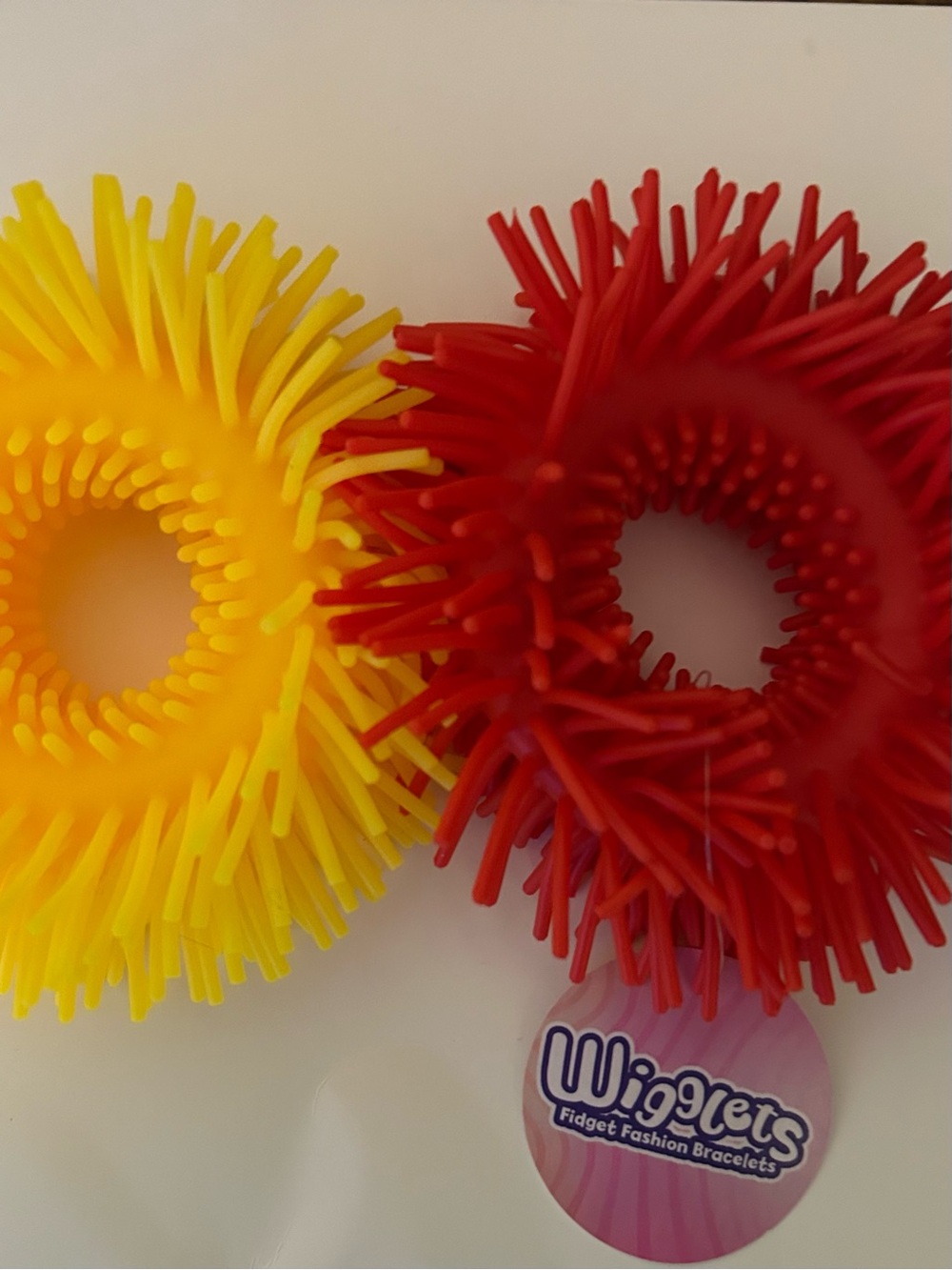 Red & Yellow Spiky Stretch Bracelet Duo
